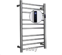Bathroom Chrome Electric Heated Towel Rail Warmer Timer & Thermostatic Radiator