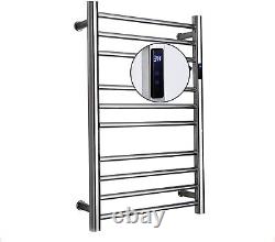 Bathroom Chrome Electric Heated Towel Rail Warmer Timer & Thermostatic Radiator