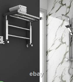 Bathroom Chrome Wall Mounted Heated Towel Rail Shelf Victoria Plumbing