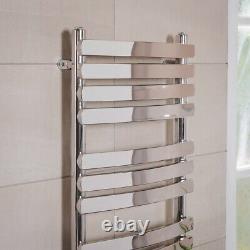 Bathroom Curved Flat Panel Heated Towel Rail Radiator 1200 x 500 mm Chrome