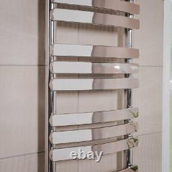 Bathroom Curved Flat Panel Heated Towel Rail Radiator 1200 x 500 mm Chrome