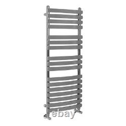 Bathroom Curved Flat Panel Heated Towel Rail Radiator 1200 x 500 mm Chrome