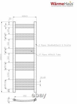 Bathroom Curved Heated Towel Rail Radiator Ladder Rad Heating 1200 x 400 Chrome