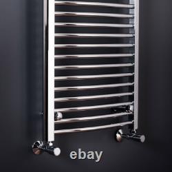 Bathroom Curved Heated Towel Rail Radiator Rad Warmer 1100 x 500 Chrome Ladder