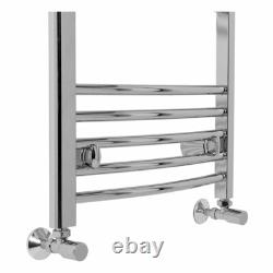 Bathroom Curved Heated Towel Rail Radiator Rad Warmer 1200 x 495 Chrome Ladder