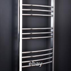 Bathroom Curved Heated Towel Rail Radiator Rad Warmer 1200 x 495 Chrome Ladder