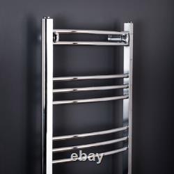 Bathroom Curved Heated Towel Rail Radiator Rad Warmer 1200 x 495 Chrome Ladder