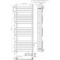 Bathroom Dual Fuel Flat Panel Heated Towel Rail 1600x600 Thermostatic Anthracite