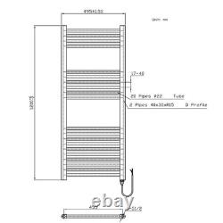 Bathroom Electric Straight Towel Rail Standard on/off 500 x 1200mm 300W