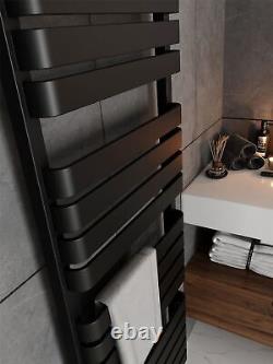 Bathroom Electric Towel Radiator Designer Heated Towel Rail Flat Panel Black
