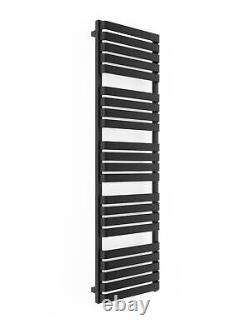 Bathroom Electric Towel Radiator Designer Heated Towel Rail Flat Panel Black