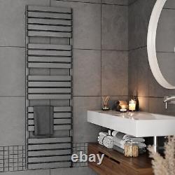 Bathroom Electric Towel Radiator Designer Heated Towel Rail Flat Panel Grey