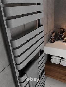 Bathroom Electric Towel Radiator Designer Heated Towel Rail Flat Panel Grey