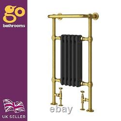 Bathroom Heated Gold Black Towel Rail Traditional Column Designer 94x50cm