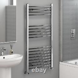 Bathroom Heated Towel Rail Radiator Ladder Curved Chrome 1200 x 600 Warmer Rad