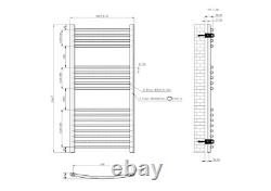 Bathroom Heated Towel Rail Radiator Ladder Curved Chrome 1200 x 600 Warmer Rad