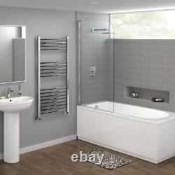 Bathroom Heated Towel Rail Radiator Ladder Curved Chrome 1200 x 600 Warmer Rad
