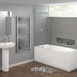 Bathroom Heated Towel Rail Radiator Ladder Curved Chrome 1200 x 600 Warmer Rad