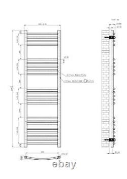 Bathroom Heated Towel Rail Radiator Ladder Curved Chrome 1600 x 500 Warmer Rad