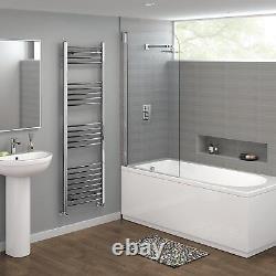 Bathroom Heated Towel Rail Radiator Ladder Curved Chrome 1600 x 500 Warmer Rad