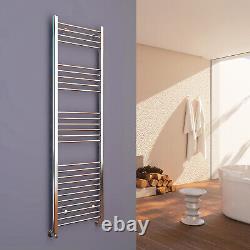 Bathroom Heated Towel Rail Radiator Straight Chrome Ladder Warmer With Valves