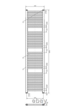 Bathroom Heated Towel Rail Radiator Straight Ladder Heating Chrome Rad 1800x400