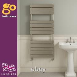 Bathroom Radiator Brushed Nickel Modern Flat Panel Heated Towel Rail 1200x500mm