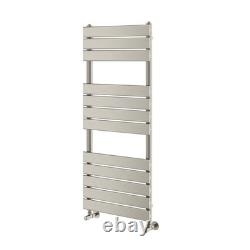 Bathroom Radiator Brushed Nickel Modern Flat Panel Heated Towel Rail 1200x500mm