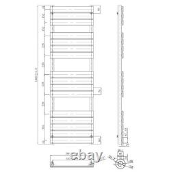 Bathroom Radiator Brushed Nickel Modern Flat Panel Heated Towel Rail 1600x500mm