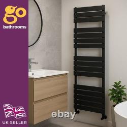 Bathroom Radiator Matt Black Modern Flat Panel Heated Towel Rail 1600x500mm