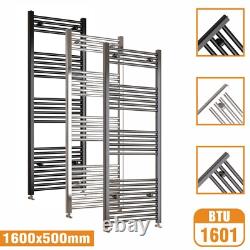 Bathroom Straight Curved Heated Towel Rail Radiator Chrome Black Free Valves
