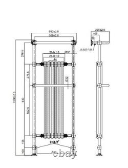 Bathroom Tall Gold Heated Towel Rail Traditional Column Designer 150x59cm