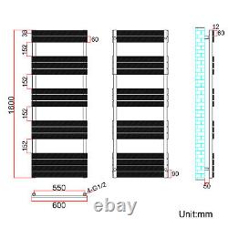 Bathroom Towel Radiator Black Designer Flat Panel Central Heating Rads Warmer