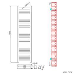 Bathroom Towel Radiator Heated Rail Chrome Straight Ladder Warmer 1600 x 400 mm