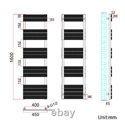 Bathroom Towel Rail Radiator Flat Panel Warmer Heater Black Rads 1600 x 450