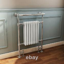 Bathroom Traditional Column Heated Towel Rail Radiator 952 x 659mm Chrome White