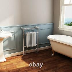 Bathroom Traditional Column Heated Towel Rail Radiator 952 x 659mm Chrome White