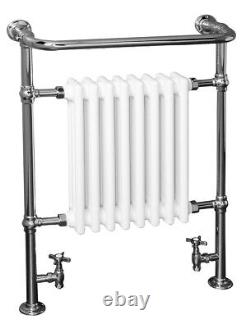 Bathroom Traditional Column Heated Towel Rail Radiator 952 x 659mm Chrome White