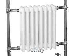 Bathroom Traditional Column Heated Towel Rail Radiator 952 x 659mm Chrome White