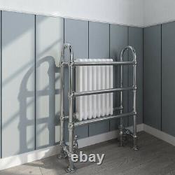 Bathroom Traditional Heated Towel Rail Radiator 904mm x 674mm Chrome & White