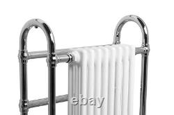 Bathroom Traditional Heated Towel Rail Radiator 904mm x 674mm Chrome & White