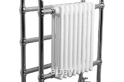 Bathroom Traditional Heated Towel Rail Radiator 904mm x 674mm Chrome & White