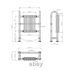 Bathroom Traditional Heated Towel Rail Radiator 904mm x 674mm Chrome & White