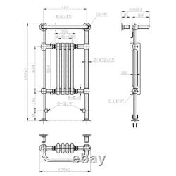 Bathroom Traditional Heated Towel Rail Radiator Designer 952x479mm Chrome White