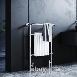 Bathroom Traditional Victorian Towel Rail Column Radiator 963x673 Chrome & White