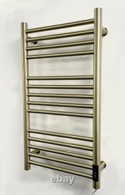 Belfast Dry Electric Heated Towel Rail Brushed Brass Finish, 720mm Height