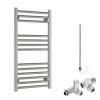 Bellerby Dual Fuel Heated Towel Rail With Valves, Element, Straight Chrome