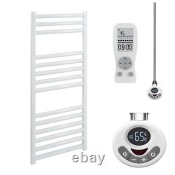 Bellerby Thermostatic Electric Heated Towel Rail With Timer, Straight White