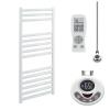 Bellerby Thermostatic Electric Heated Towel Rail With Timer, Straight White