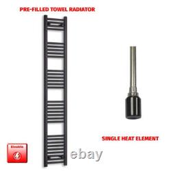 Black 1800 x 300 mm Electric Heated Towel Rail Radiator Bathroom Prefilled WIFI
